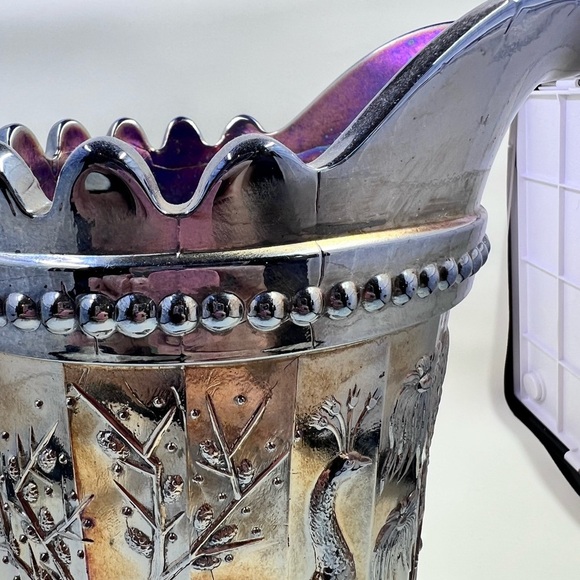 Antique Dugan Peacock at the Fountain carnival glass pitcher - Picture 11 of 13